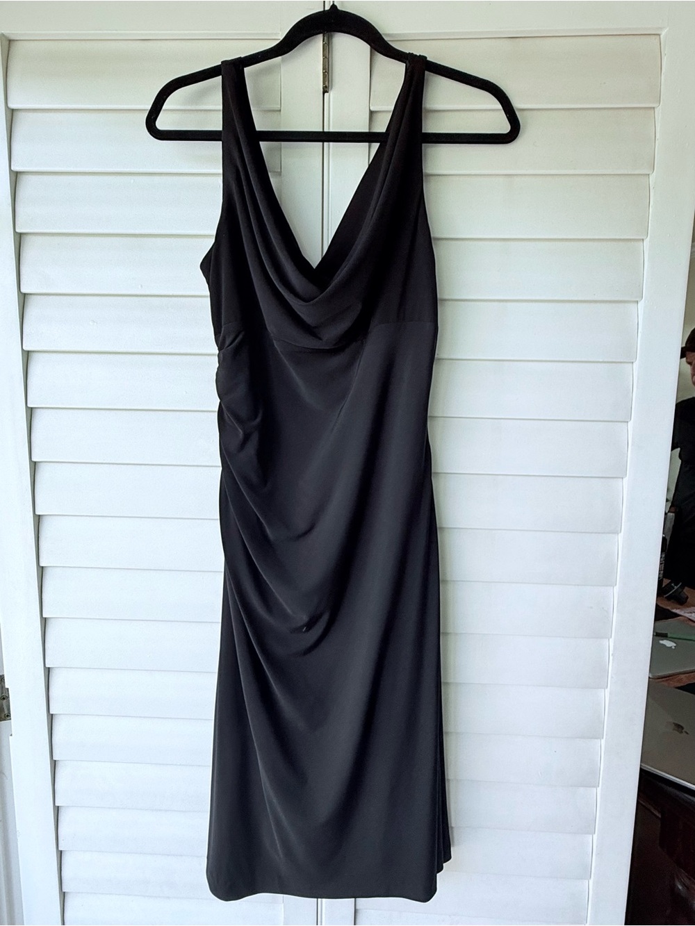 White House Black Market Black Cowl Neck Midi Dress